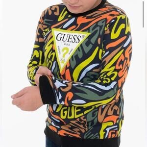 Guess Multicolor Graffiti Crew Neck Terry Sweatshirt sweater size 10